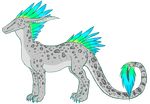  2011 ambiguous_gender blue_eyes claws colorful dragon feral fur green_fur grey_skin saruki scalie side_view solo standing white_skin 