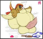  avian balls beak big_balls big_penis bipedal bird blush claws cum digestion erection feathers feral huge_balls hyper hyper_balls hyper_penis male morbidly_obese nintendo open_mouth overweight penis pfh pidgeot pok&eacute;mon solo tongue vein video_games vore wings 