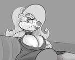  anthro big_breasts breasts cleavage clothed clothing female fifi_la_fume hair hair_over_eye looking_at_viewer mammal monochrome ponytail saran-rape skunk solo tiny_toon_adventures tiny_toons warner_brothers 