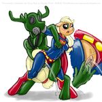  applejack_(mlp) cervine cosplay crossover duo fan_character female friendship_is_magic holding male mammal marine my_little_pony orgasm pussy pussy_ejaculation pussy_juice reindeer rubber sketch smudge_proof straight superman supermare wrestling 