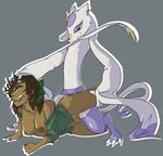  anthro bottomless breasts brown_hair clothed clothing domination duo eyes_closed female from_behind grey_background hair half-dressed head_grab human human_on_anthro interspecies jolly-jak leg_grab male mammal mienshao nintendo nipples partially_clothed penetration plain_background pok&eacute;mon pok&eacute;philia ribbons rough_sex sex straight video_games 