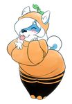  2014 :3 anthro blue_fur blush breasts butt canine chibi clothed clothing costume cute dog female fur hair halloween holidays husky mammal multicolored_fur opal_(tsudanym) overweight plain_background pumpkin smile solo thick_thighs tongue tongue_out tsudanym two_tone_fur white_background white_hair wide_hips 