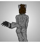  animated anthro brown_hair butt canine hair lazlo male mammal rear_view solo what wolf zombiecreeper21 