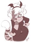  buxbi buxbi_(character) clothing feline female halloween holidays mammal plain_background scarf solo tiger 