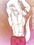  abs anthro biceps bulge clothed clothing compression_shorts eyewear facial_hair fur glasses hair kangaroo kihu_(artist) luxordtimet luxordtimet_(artist) male mammal marsupial muscles nipples ozzy_(character) pecs pose solo tattoo topless underwear 