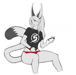 alpha_channel anthro big_ears big_tail black_nails bracelet breasts clothed clothing controller fangs feline female hair jewelry long_hair mammal metroid panties plain_background playstation ponytail red_panties sabertooth shirt simple_background snow_(snowier) solo spearfrost teeth transparent_background underwear white_eyes white_hair 