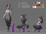  2014 3_toes abdominal_bulge adam_wan animal_genitalia anthro big_dildo black_nose breasts brown_eyes butt canine claws crouching digitigrade dildo dildo_sitting dog ear_piercing english_text fangs female fur grey_fur hindpaw horsecock_dildo insertion mammal model_sheet multicolored_fur nipples nude open_mouth pawpads paws penetration piercing pussy sex_toy short_tail snout solo teeth terrier text tight_fit toe_claws toes tongue tongue_out two_tone_fur vaginal vaginal_insertion vaginal_penetration walking white_fur yana_(jelomaus) 