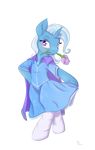  2014 alasou alpha_channel anthro bipedal blue_fur blue_hair cape clothing dress equine eyelashes female flower friendship_is_magic fur hair horn looking_at_viewer mammal mouth_hold my_little_pony plain_background plant purple_eyes solo transparent_background trixie_(mlp) two_tone_hair unicorn 