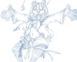  anthro bear bra breasts clothing fan_character female hair jumping long_hair mammal monochrome navel open_mouth panda plain_background sketch solo tongue underwear white_background wouhlven 