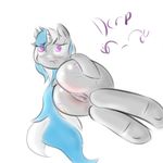  butt cutie_mark equine etanypred fan_character female feral horn lying mammal my_little_pony nude on_side plain_background presenting pussy silver_melody solo tongue tongue_out unicorn 