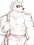  2014 abs anthro bag biceps big_muscles canine clothing eyewear fliegen80s fur glasses male mammal muscles pecs pose shorts sketch solo standing sunglasses toned topless wolf 