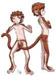  2013 aogami barefoot cum cumshot digitigrade duo gay male mammal monkey orgasm penetration penis plain_background primate tail_sex tailjob white_background young 