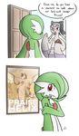  avian bird book breasts dress english_text female gardevoir green_hair hair humanoid mienshao nintendo nun open_mouth painting pidgeot pok&eacute;mon rakkuguy_(artist) red_eyes text video_games 