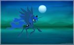  2014 autumndeer blue_fur blue_hair cutie_mark equine female friendship_is_magic fur green_eyes hair horn long_hair mammal my_little_pony outside princess_luna_(mlp) solo winged_unicorn wings 