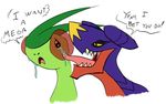  ambiguous_gender crying dialogue donny dragon duo english_text flygon garchomp humor licking mega_evolution mega_garchomp nintendo open_mouth plain_background pok&eacute;mon scalie tears text tongue tongue_out video_games white_background 