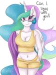  2014 alpha_channel anthro blanket breasts clothed clothing english_text equine female friendship_is_magic fur hair horn lisa400 long_hair looking_at_viewer mammal multicolored_hair my_little_pony navel plain_background princess_celestia_(mlp) purple_eyes smile solo text transparent_background underwear white_fur winged_unicorn wings 