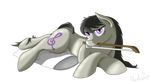  alpha_channel bedroom_eyes black_hair bow cutie_mark equine female feral friendship_is_magic fur grey_fur hair hooves horse long_hair looking_at_viewer lying mammal mouth_hold my_little_pony octavia_(mlp) pillow pony purple_eyes rulsis smile solo 