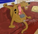  2014 animal_genitalia anthro balls canine canine_penis cum dog fan feral knot male mammal open_mouth penis scooby-doo scooby-doo_(series) scoobydoo solo wildwulf 