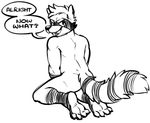  anthro butt looking_at_viewer looking_back male mammal monochrome nude presenting presenting_hindquarters raccoon sketch solo vasuki 