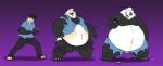  anthro barefoot belly belt big_belly black_fur button_pop claws clothed clothing eyewear fur gillpanda glasses human human_to_anthro male mammal mostly_nude navel obese obese_male open_mouth overweight overweight_male panda purple_background sequence simple_background solo standing straining_buttons surprise teeth thick_thighs toe_claws tongue topless torn_clothing transformation ursine weight_gain white_fur wide_hips 