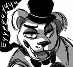  animated bear bow_tie english_text five_nights_at_freddy&#039;s freddy_(fnaf) hat looking_at_viewer machine male mammal mechanical solo text 