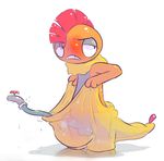  anthro blush bulge clothing erection filling hair hollo_nut hose lizard male nintendo penis plain_background pok&eacute;mon puddle reptile scalie scrafty solo standing sweat teeth video_games water 