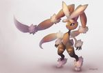  2014 ambiguous_gender brown_fur claws eldrige fur lagomorph long_ears looking_at_viewer lopunny mammal mega_evolution mega_lopunny nintendo open_mouth pok&eacute;mon rabbit solo standing video_games 