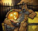  5_toes abs anthro balls canine halloween hindpaw holidays human_feet k-9 looking_at_viewer male mammal muscles paws penis plantigrade soles solo toes 