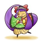  alternate_color bow clothing concave_(artist) female hair japanese_clothing kimono mawile nintendo one_eye_closed plain_background pok&eacute;mon purple_hair red_eyes ribbons shiny_pok&eacute;mon solo tongue video_games wink 