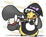  apron black_hair blush bow concave_(artist) female fish hair hat marine mawile nintendo one_eye_closed open_mouth pok&eacute;mon red_eyes solo teeth tongue video_games wink witch_hat 