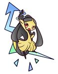  ambiguous_gender black_hair concave_(artist) hair mawile nintendo open_mouth plain_background pok&eacute;mon red_eyes solo video_games 