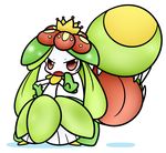  blush concave_(artist) cosplay crown female flower lilligant looking_at_viewer mawile nintendo open_mouth plain_background plant pok&eacute;mon red_eyes solo teeth tongue video_games 