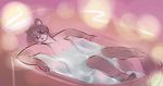  anthro bath female flat_chested kee keeroh mammal partially_submerged paws raccoon water 