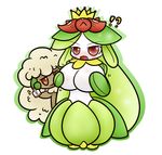  blush breasts brown_eyes concave_(artist) crown female flower humanoid lilligant nintendo open_mouth plain_background plant pok&eacute;mon red_eyes video_games whimsicott 