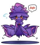  blush concave_(artist) dress female ghost hat looking_at_viewer magic_user mismagius nintendo plain_background pok&eacute;mon red_eyes solo spirit video_games witch witch_hat 