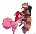  anklet anthro armor barstool breasts digitigrade duo feline fellatio female fur guardians_of_the_galaxy hair head_grab kittyflame male mammal marvel oral pawpads paws penis pink_fur plain_background raccoon red_hair ringed_tail rocket_raccoon sex straight tail_band white_background 