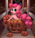  1trick 2014 blue_eyes butt earth_pony equine female feral friendship_is_magic fur hair halloween hay holidays horse inside mammal my_little_pony pink_fur pink_hair pinkie_pie_(mlp) pony pumpkin smile solo 
