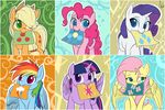  2014 applejack_(mlp) blonde_hair blue_eyes cowboy_hat equine female feral fluttershy_(mlp) freckles friendship_is_magic green_eyes group hair hat horn horse mammal multicolored_hair my_little_pony paper pegasus pink_hair pinkie_pie_(mlp) pony purple_eyes purple_hair rainbow_dash_(mlp) rainbow_hair rarity_(mlp) sitting twilight_sparkle_(mlp) unicorn valcron winged_unicorn wings 