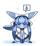  blue_eyes blush collar concave_(artist) eeveelution eyewear female glaceon glasses hat ice looking_at_viewer maid_uniform nintendo plate pok&eacute;mon snow solo video_games 