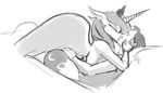  equine eyes_closed female friendship_is_magic hattonslayden horn hug human interspecies kissing male mammal monochrome my_little_pony nude princess_luna_(mlp) winged_unicorn wings 