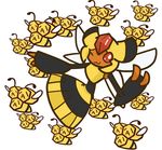  antennae arthropod bee combee concave_(artist) insect male nintendo one_eye_closed plain_background pok&eacute;mon red_eyes vespiquen video_games wings wink 