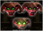  3d ambiguous_gender demon ezria glowing glowing_eyes horn humanoid jessica_anner model not_furry scales scalie sculpture succubus 