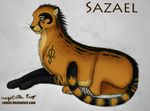  2010 ambiguous_gender bandage black_fur cheetah feline feral fur mammal orange_fur piercing resting saruki solo tattoo 