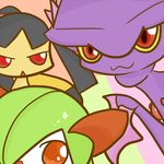  anthro black_hair concave_(artist) female ghost green_hair group hair humanoid kirlia looking_at_viewer magic_user mawile mismagius nintendo open_mouth pok&eacute;mon red_eyes smile spirit video_games witch 