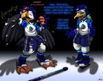  2014 anthro avian beak bird catmonkshiro clothing duck duo hockey hockey_stick ice male pheagle puffin torn_clothing transformation uniform 