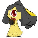  ambiguous_gender black_hair concave_(artist) cookie cyclops eating hair mawile nintendo open_mouth plain_background pok&eacute;mon red_eyes solo teeth video_games 