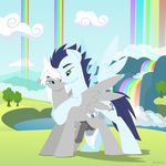  animal_genitalia balls couple duo equine fan_character feral friendship_is_magic frottage gay half-erect horsecock hoverrover male mammal mounted my_little_pony pegasus penis rainbow sex soarin_(mlp) wings wonderbolts_(mlp) 