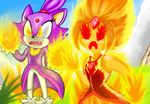  adventure_time anthro bigger_version_at_the_source blaze_the_cat cat duo fangs feline female fire flame_princess humanoid mammal open_mouth paachan royalty sega sonic_(series) standing 