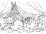  anthro anubian_jackal anubis bisexual breasts canine dark_natasha deity egyptian feline female fennec fox from_behind fur group interspecies jackal leash licking lion lying male mammal nipples piercing pregnant pussy sekhmet_(character) sex tongue tongue_out 