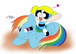  &lt;3 bubbles_(powerpuff_girls) duo equine female feral friendship_is_magic fun garamumasara horse human mammal my_little_pony pony powerpuff_girls rainbow_dash_(mlp) riding 